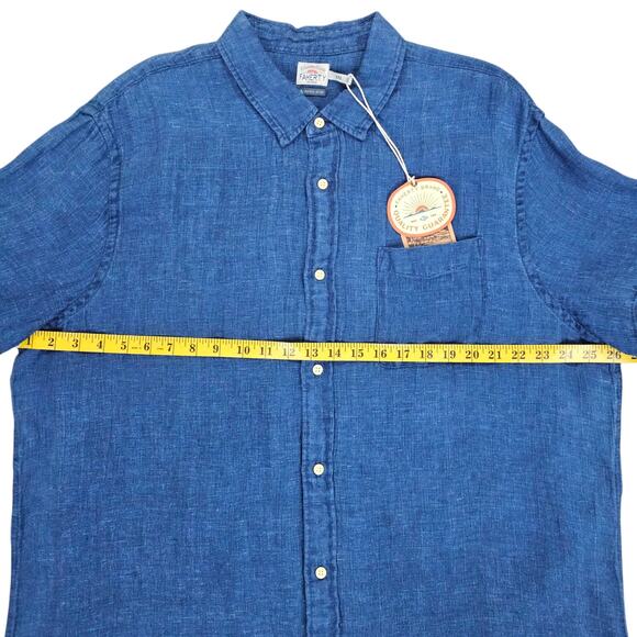 NWT Faherty Shirt Mens XXL Blue Linen Palma Short Sleeve Coastal Casual Nautical - Picture 10 of 11